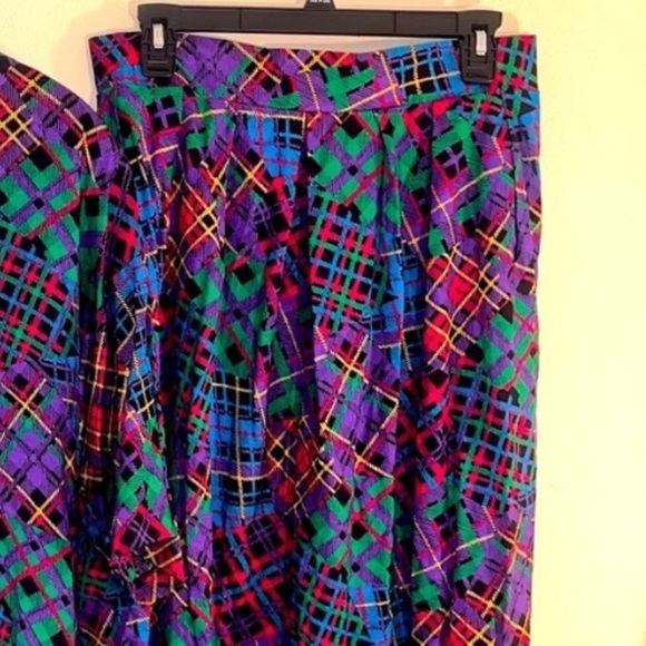 Vintage ‘90s Lee Winter Plaid Patchwork Knee Length Skirt L - Picture 6 of 6